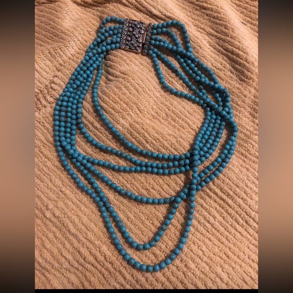 Lucky Brand 6 strand turquoise bead necklace